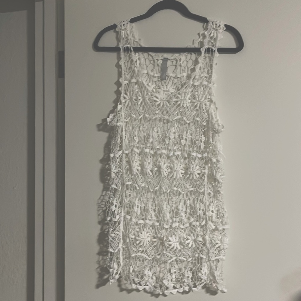 PaulnKC white crocheted cover up tank top